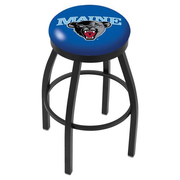 University of Maine Swivel Counter Stool - 25" Seat Height - Black Wrinkle Finish - Commercial Grade Marine Vinyl - Style B 