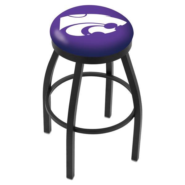 Kansas State University Swivel Counter Stool - 25" Seat Height - Black Wrinkle Finish - Commercial Grade Marine Vinyl - Style B 