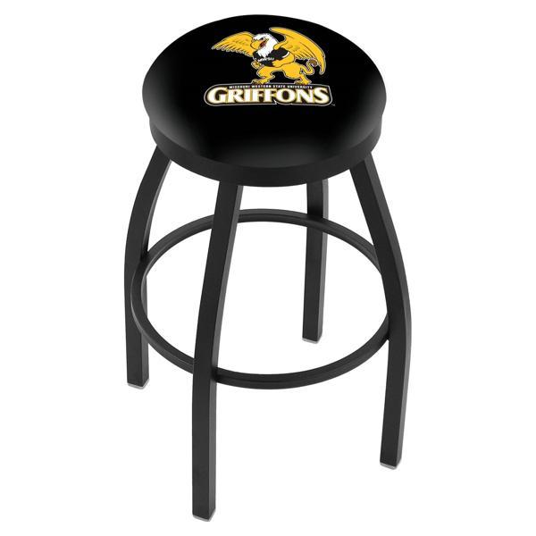 Missouri Western State University Swivel Counter Stool - 25" Seat Height - Black Wrinkle Finish - Commercial Grade Marine Vinyl - Style B 