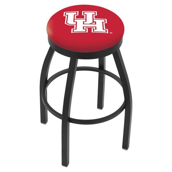 University of Houston Swivel Counter Stool - 25" Seat Height - Black Wrinkle Finish - Commercial Grade Marine Vinyl - Style B 