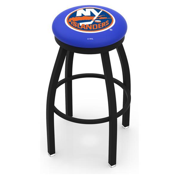 New York Islanders Swivel Counter Stool - 25" Seat Height - Black Wrinkle Finish - Commercial Grade Marine Vinyl - Style B 