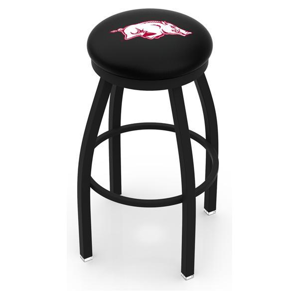 University of Arkansas Swivel Counter Stool - 25" Seat Height - Black Wrinkle Finish - Commercial Grade Marine Vinyl - Style B 