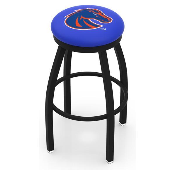 Boise State University Swivel Bar Stool - Black Wrinkle Finish - Commercial Grade Marine Vinyl - Style B 