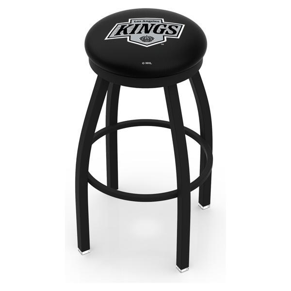 Los Angeles Kings Swivel Bar Stool - Black Wrinkle Finish - Commercial Grade Marine Vinyl - Style B 