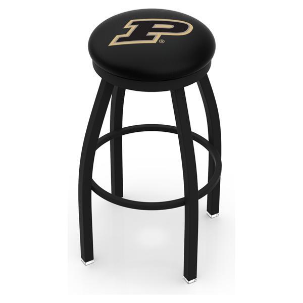 Purdue Swivel Bar Stool - Black Wrinkle Finish - Commercial Grade Marine Vinyl - Style B 