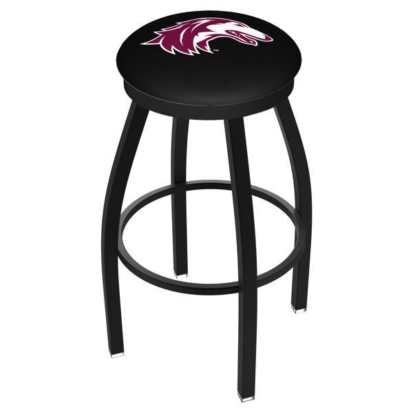 Southern Illinois University Swivel Bar Stool - Black Wrinkle Finish - Commercial Grade Marine Vinyl - Style B 