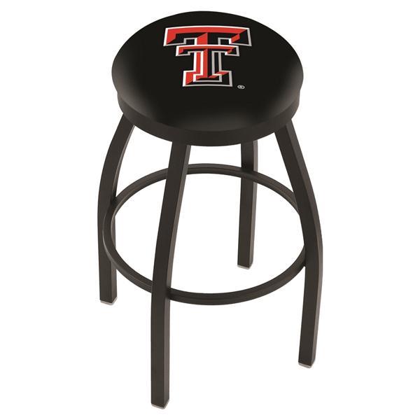 Texas Tech University Swivel Bar Stool - Black Wrinkle Finish - Commercial Grade Marine Vinyl - Style B 