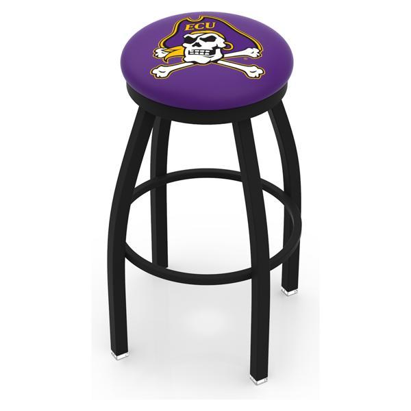 East Carolina University Swivel Bar Stool - Black Wrinkle Finish - Commercial Grade Marine Vinyl - Style B 