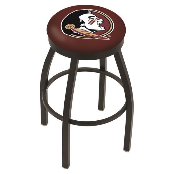 Florida State Swivel Bar Stool - Black Wrinkle Finish - Commercial Grade Marine Vinyl - Style B - Logo 3 