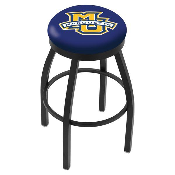 Marquette University Swivel Bar Stool - Black Wrinkle Finish - Commercial Grade Marine Vinyl - Style B 