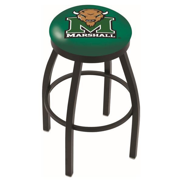 Marshall University Swivel Bar Stool - Black Wrinkle Finish - Commercial Grade Marine Vinyl - Style B 