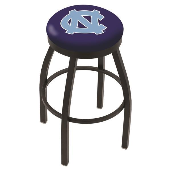 University of North Carolina Swivel Bar Stool - Black Wrinkle Finish - Commercial Grade Marine Vinyl - Style B 