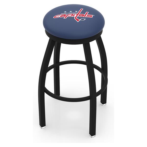 Washington Capitals Swivel Bar Stool - Black Wrinkle Finish - Commercial Grade Marine Vinyl - Style B 