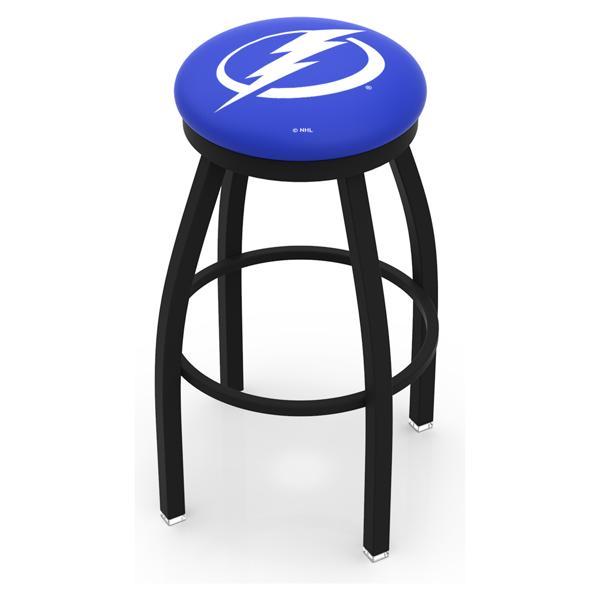 Tampa Bay Lightning Swivel Bar Stool - Black Wrinkle Finish - Commercial Grade Marine Vinyl - Style B 