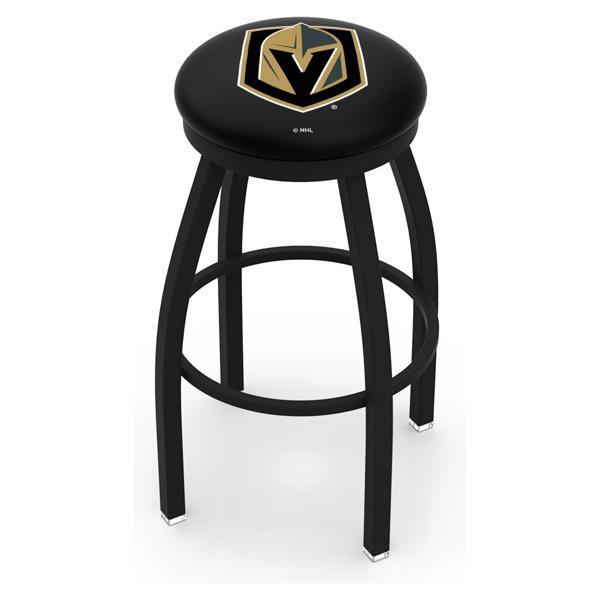 Vegas Golden Knights Swivel Bar Stool - Black Wrinkle Finish - Commercial Grade Marine Vinyl - Style B 