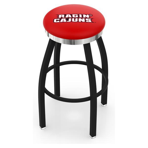 University of Louisiana at Lafayette Swivel Counter Stool - 25" Seat Height - Black Wrinkle and Chrome Finish - Style C 