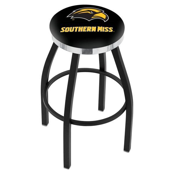University of Southern Mississippi Swivel Counter Stool - 25" Seat Height - Black Wrinkle and Chrome Finish - Style C 