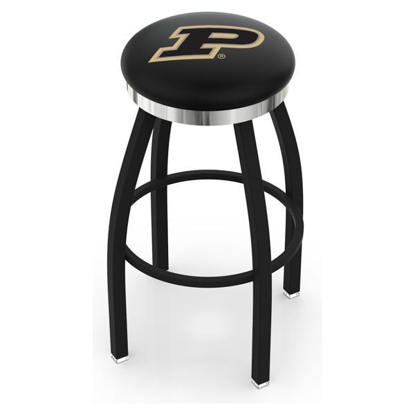 Purdue Swivel Counter Stool - 25" Seat Height - Black Wrinkle and Chrome Finish - Style C 