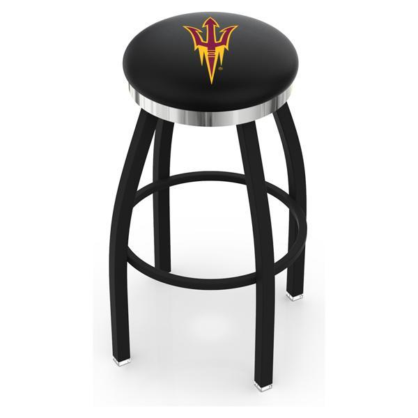 Arizona State University Swivel Counter Stool - 25" Seat Height - Black Wrinkle and Chrome Finish - Style C - Logo 3 