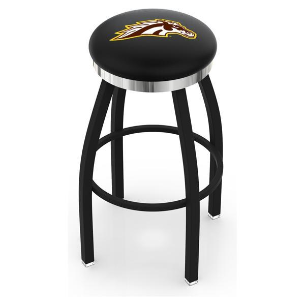 Western Michigan University Swivel Counter Stool - 25" Seat Height - Black Wrinkle and Chrome Finish - Style C 