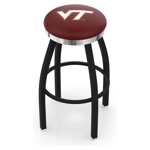 Virginia Tech University Swivel Counter Stool - 25" Seat Height - Black Wrinkle and Chrome Finish - Style C 
