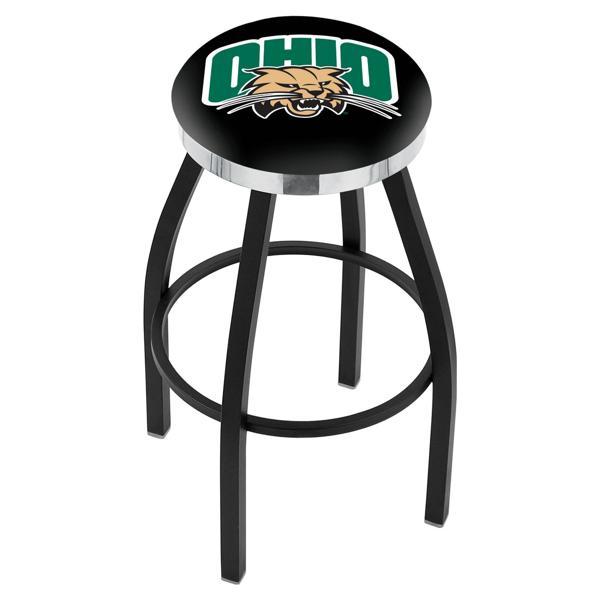 Ohio University Swivel Counter Stool - 25" Seat Height - Black Wrinkle and Chrome Finish - Style C 