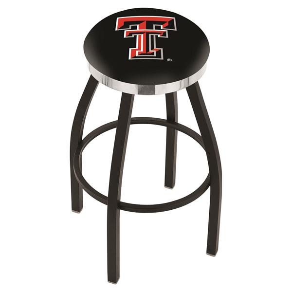 Texas Tech University Swivel Counter Stool - 25" Seat Height - Black Wrinkle and Chrome Finish - Style C 
