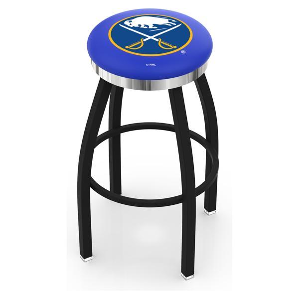 Buffalo Sabres Swivel Counter Stool - 25" Seat Height - Black Wrinkle and Chrome Finish - Style C 
