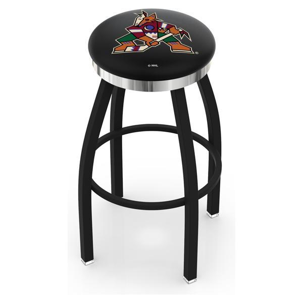 Arizona Coyotes Swivel Counter Stool - 25" Seat Height - Black Wrinkle and Chrome Finish - Style C 