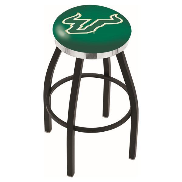 University of South Florida Swivel Bar Stool - Black Wrinkle and Chrome Finish - Style C 