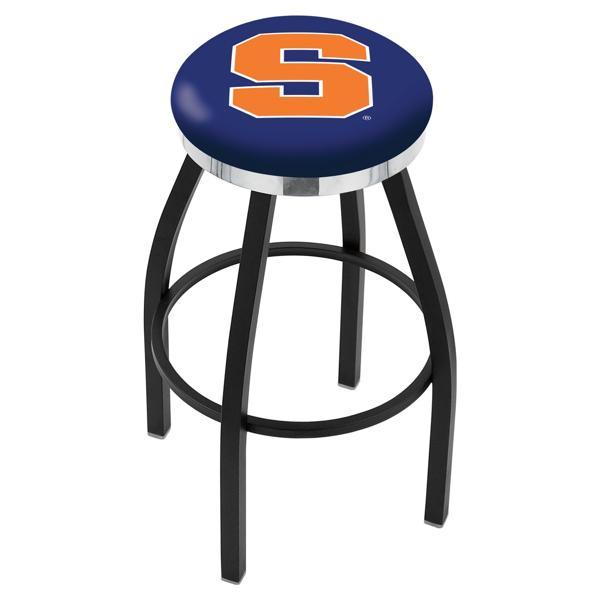 Syracuse University Swivel Bar Stool - Black Wrinkle and Chrome Finish - Style C 