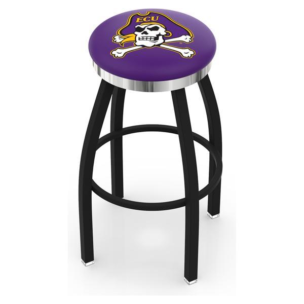 East Carolina University Swivel Bar Stool - Black Wrinkle and Chrome Finish - Style C 