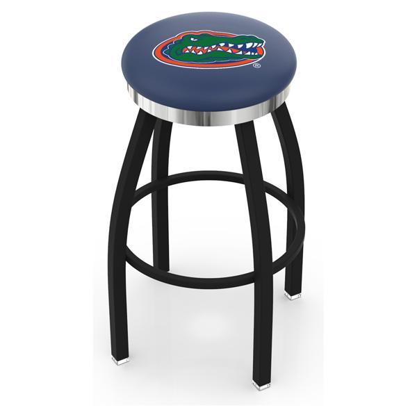 University of Florida Swivel Bar Stool - Black Wrinkle and Chrome Finish - Style C 