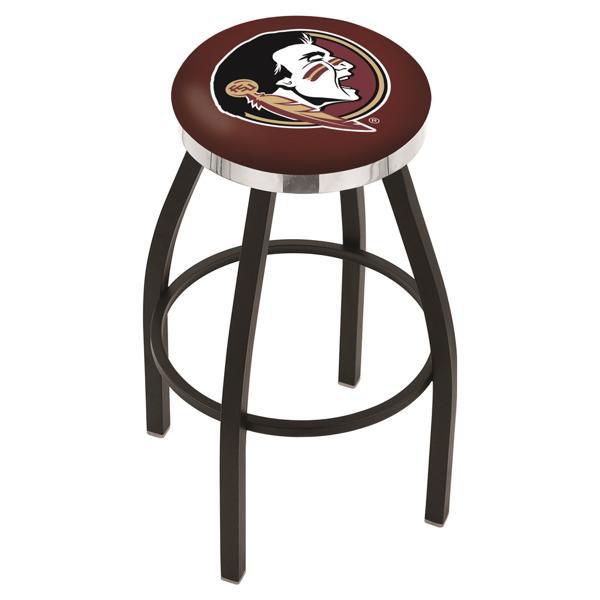 Florida State Swivel Bar Stool - Black Wrinkle and Chrome Finish - Style C - Logo 3 