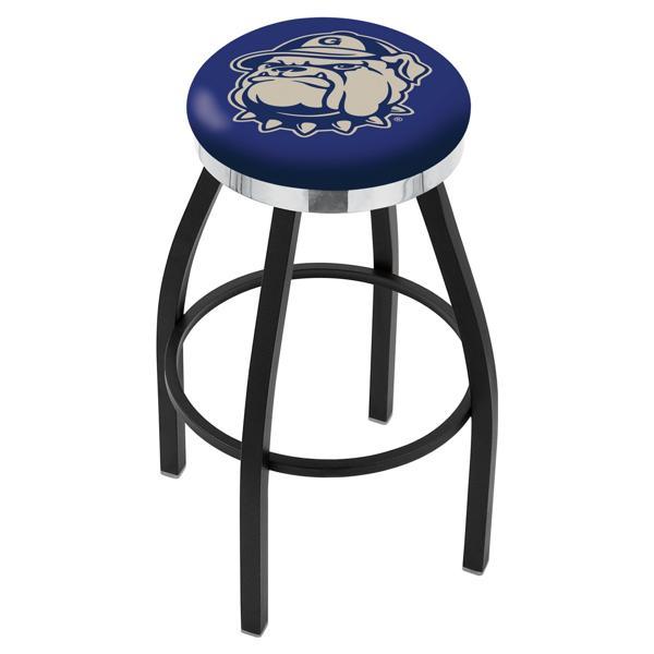 Georgetown University Swivel Bar Stool - Black Wrinkle and Chrome Finish - Style C 