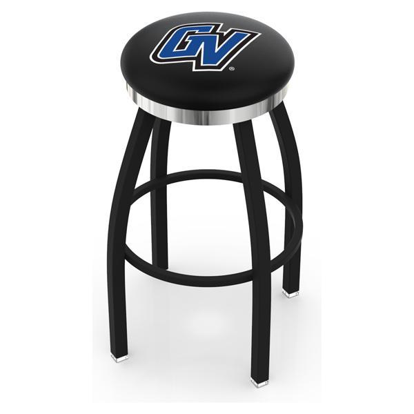 Grand Valley State University Swivel Bar Stool - Black Wrinkle and Chrome Finish - Style C 