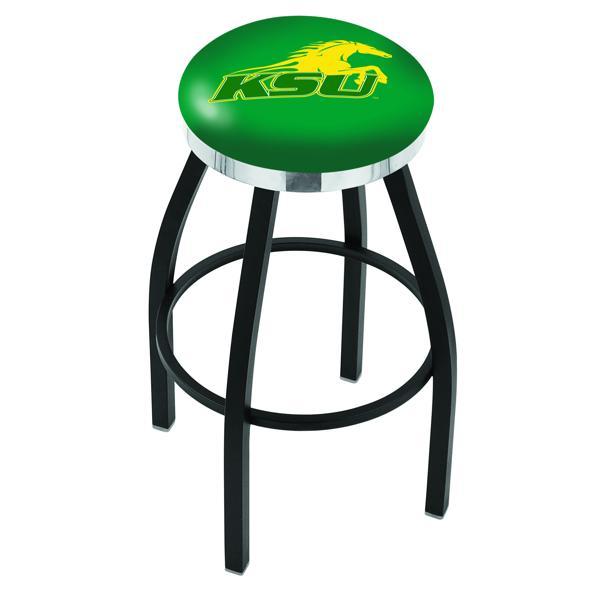 Kentucky State University Swivel Bar Stool - Black Wrinkle and Chrome Finish - Style C 