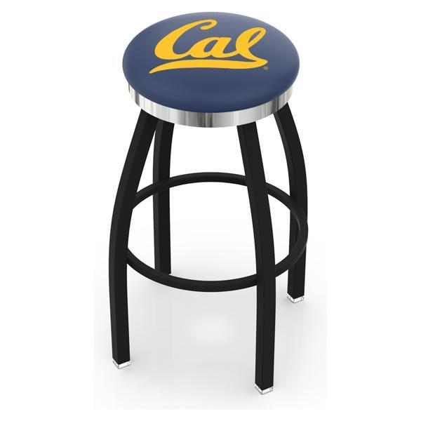 University of California Swivel Bar Stool - Black Wrinkle and Chrome Finish - Style C 