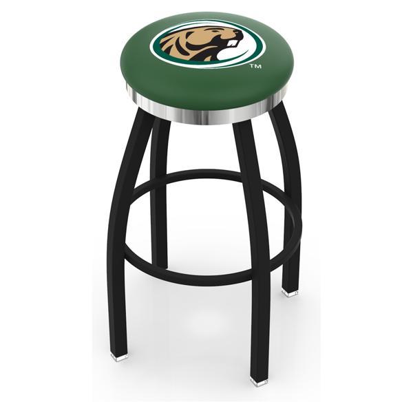 Bemidji State University Swivel Bar Stool - Black Wrinkle and Chrome Finish - Style C 