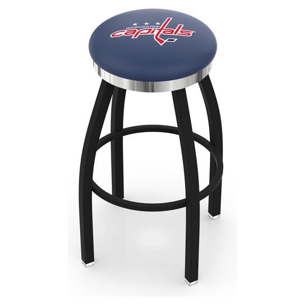 Washington Capitals Swivel Bar Stool - Black Wrinkle and Chrome Finish - Style C 