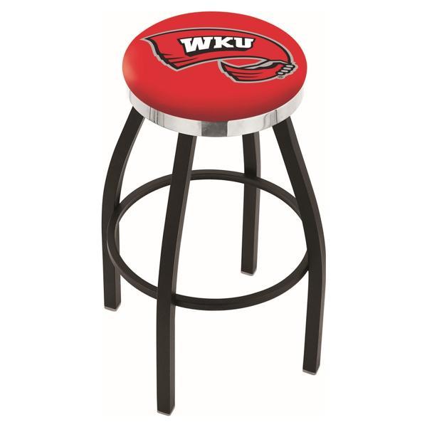 Western Kentucky University Swivel Bar Stool - Black Wrinkle and Chrome Finish - Style C 