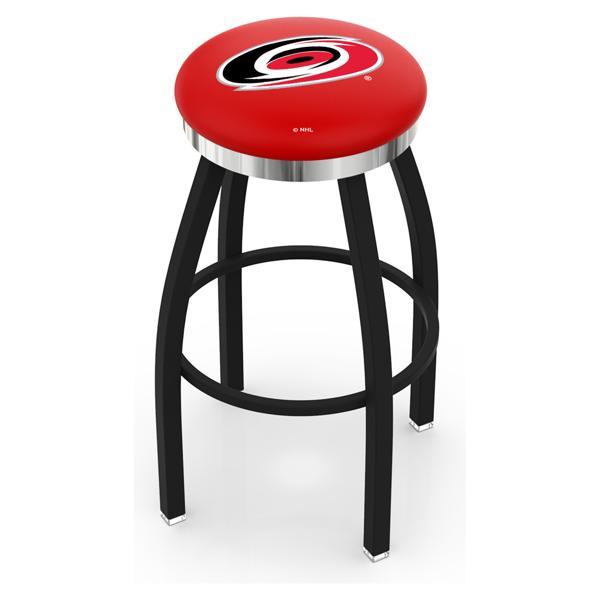 Carolina Hurricanes Swivel Bar Stool - Black Wrinkle and Chrome Finish - Style C 