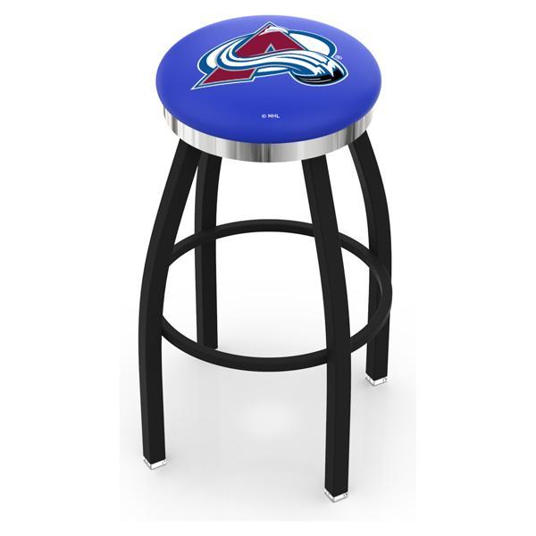 Colorado Avalanche Swivel Bar Stool - Black Wrinkle and Chrome Finish - Style C 