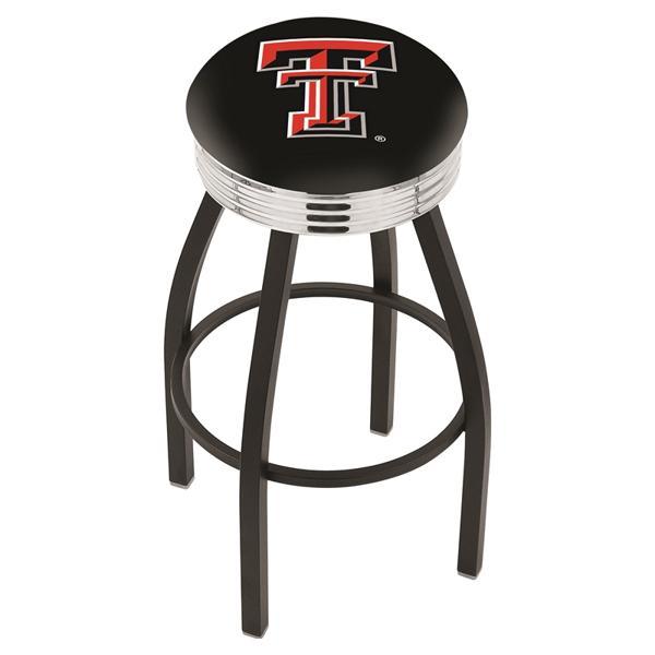 Texas Tech University Swivel Counter Stool - 25" Seat Height - Black Wrinkle and Chrome Finish - Style D 