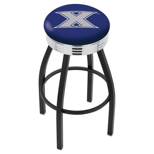 Xavier Swivel Counter Stool - 25" Seat Height - Black Wrinkle and Chrome Finish - Style D 