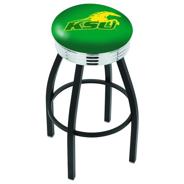 Kentucky State University Swivel Counter Stool - 25" Seat Height - Black Wrinkle and Chrome Finish - Style D 