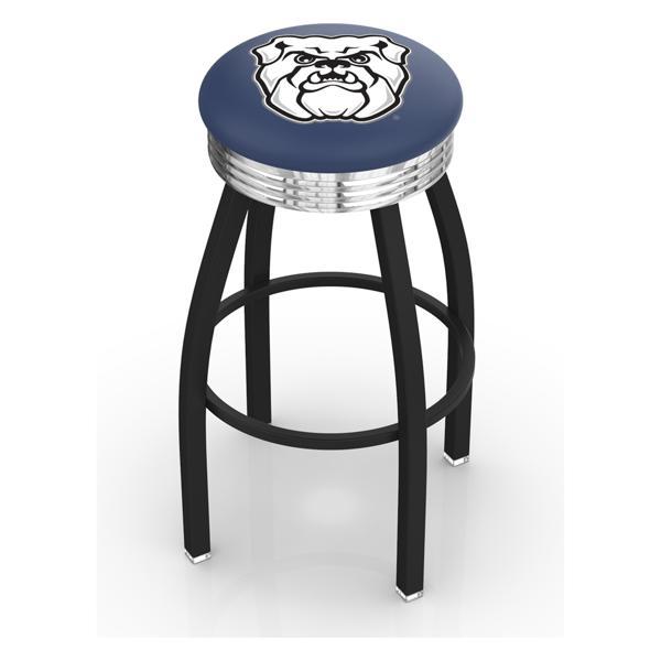 Butler Swivel Counter Stool - 25" Seat Height - Black Wrinkle and Chrome Finish - Style D 