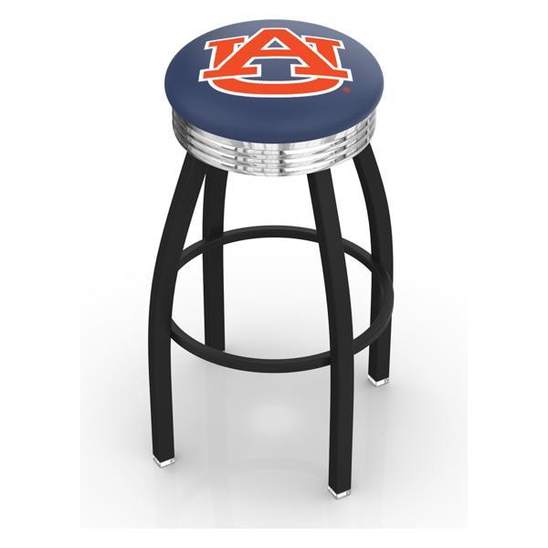 Auburn University Swivel Counter Stool - 25" Seat Height - Black Wrinkle and Chrome Finish - Style D 
