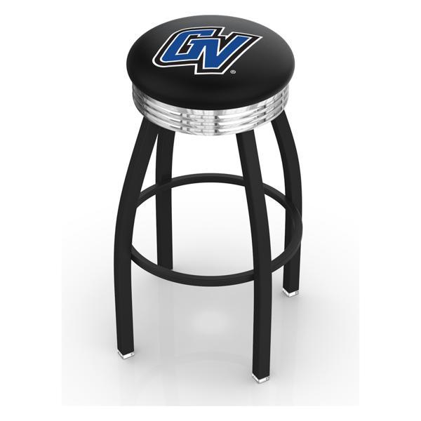 Grand Valley State University Swivel Counter Stool - 25" Seat Height - Black Wrinkle and Chrome Finish - Style D 