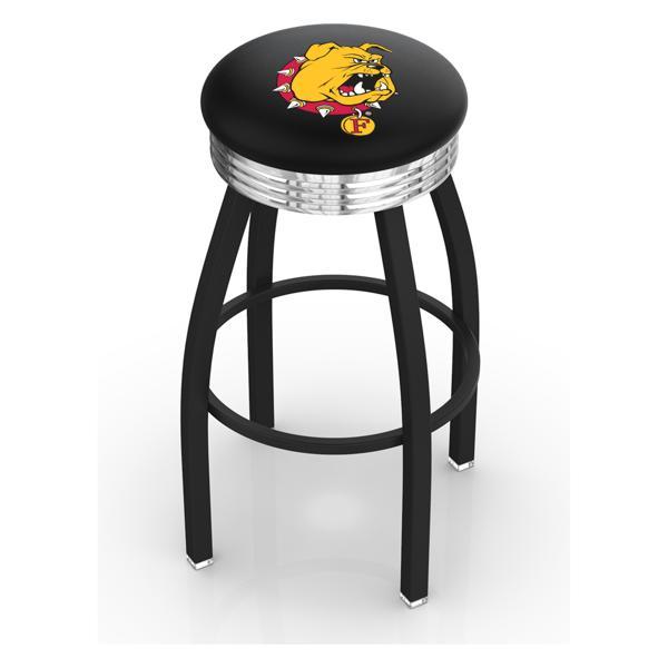Ferris State University Swivel Counter Stool - 25" Seat Height - Black Wrinkle and Chrome Finish - Style D 